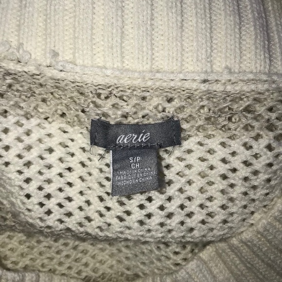 AERIE LONG SLEEVED SWEATER SMALL CREAM & BEIGE - Picture 4 of 7